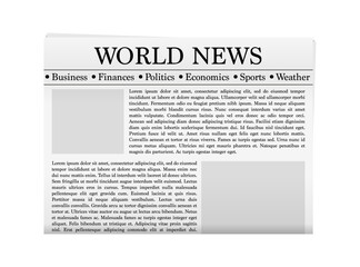 Realistic vector of black and white newspaper layout. Mock up of a blank daily newspaper. Business promotional news isolated on white background. Vector illustration