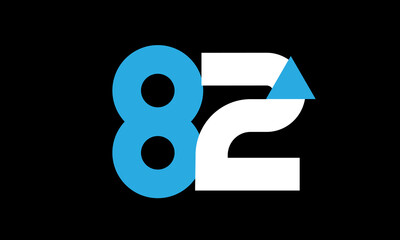 82 Triangle Number Logo Blue White Simple Modern