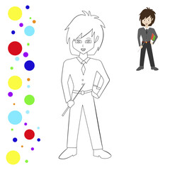 Coloring page of smilling teacher