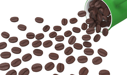 coffee beans and cup