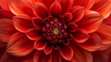 Detailed view of a red dahlia with intricate petal patterns