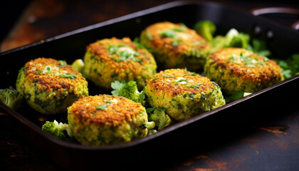 Baked Broccoli Croquettes on Tray