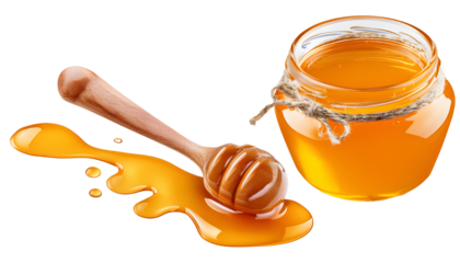 Set honey spill, Sweet honey spill drip isolated 