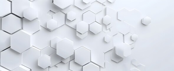 White background with white hexagons on the left and right sides, creating an abstract geometric pattern. The background is empty for text or design elements