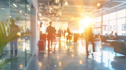 Obraz premium Blurred Office Lobby with Sun Flare