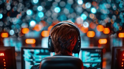 A diverse team of cybersecurity professionals analyzing data on multiple computer screens in a high-tech command center.