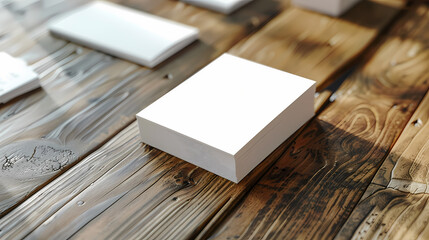 Blank book mockup on rustic wooden table, ready for custom design or branding.