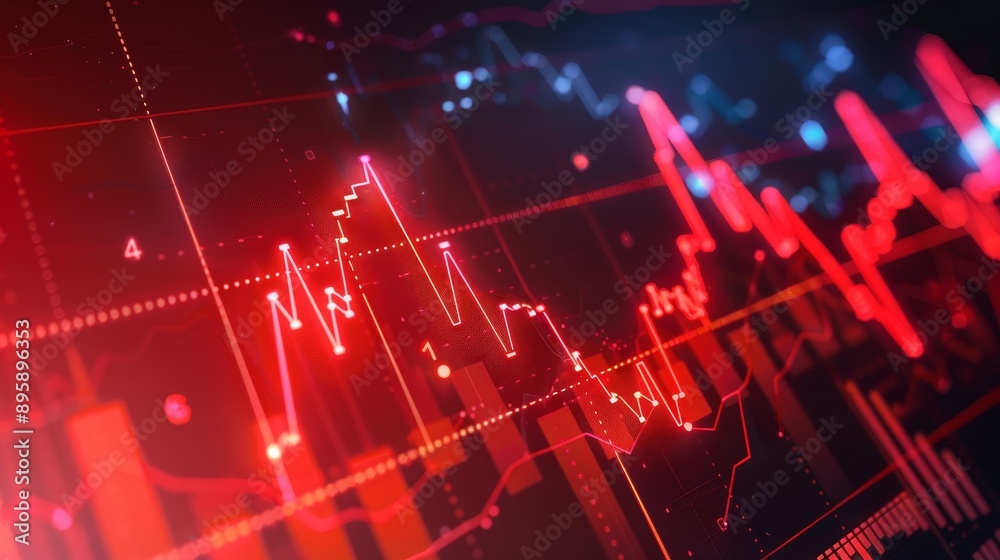 Poster 4K animation showing a graph going up during a market recovery.