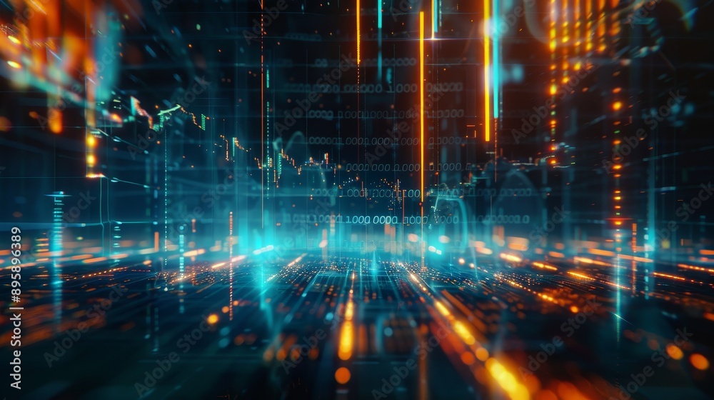 Aufkleber an investment graph chart financial analyze symbol seen on a 3d futuristic business monitor screen. 