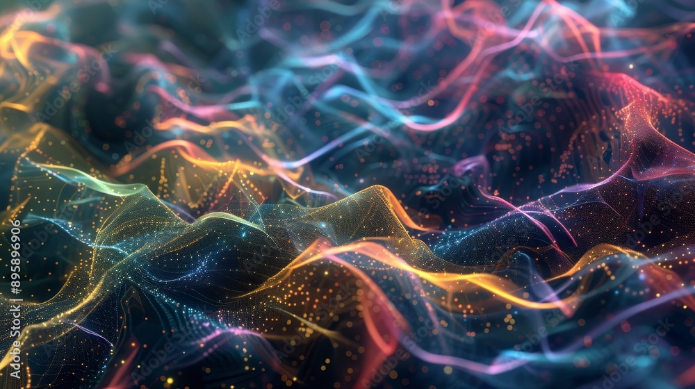 Aufkleber An abstract digital network data background with a 3D rendering