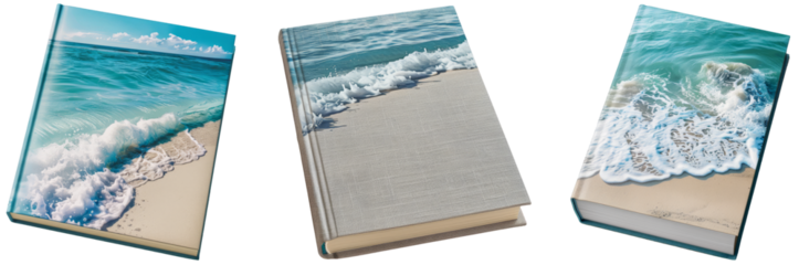 Three captivating books, each adorned with a stunning ocean-themed cover, stand side-by-side, inviting exploration of their literary treasures.
