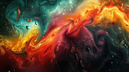 Enigmatic Lovecraftian Embrace - Abstract Horror Romance Background with Vibrant Colors and Dynamic Shapes