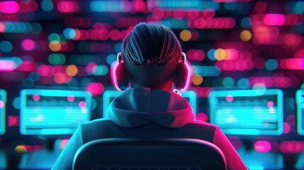 An illustration of a cybersecurity expert monitoring network activities, emphasizing proactive measures against identity theft and phishing attacks.