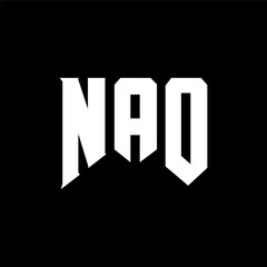 NAO letter logo design for technology company. NAO logo design black and white color combination. NAO logo, NAO vector, NAO design, NAO icon, NAO alphabet. NAO typography logo design.