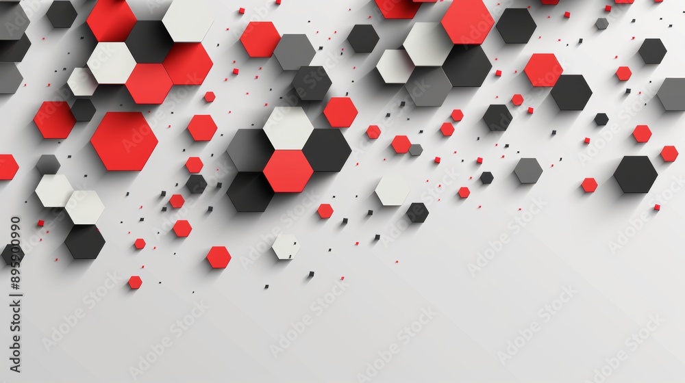 Poster the design of an abstract hexagonal network with red connections