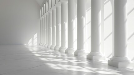 Obraz premium Elegant White Marble Columns in Bright Interior