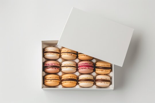 macaron box mockup, on white background, branding