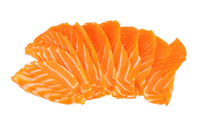 Sliced salmon isolated on white background.