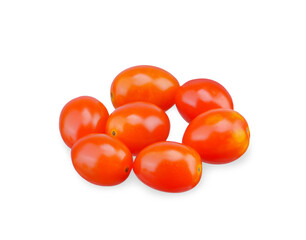 Pile of mini red tomato isolated on white background.