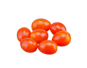 Pile of mini red tomato isolated on white background.