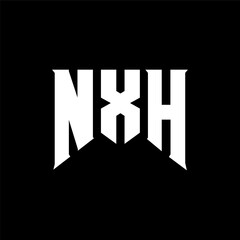 NXH letter logo design for technology company. NXH logo design black and white color combination. NXH logo, NXH vector, NXH design, NXH icon, NXH alphabet. NXH typography logo design.
