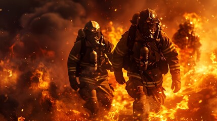 Dedicated Firefighters Battling Raging Inferno in Emergency Response Action
