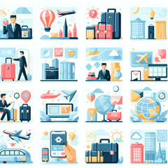 Business Travel Illustrations Set - Modern Flat Design