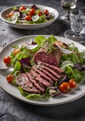 meat served on a wooden plate