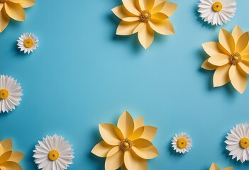 Obraz premium Handmade Paper Flowers in Blue: Papercraft Decoration