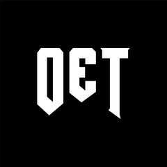 OET letter logo design for technology company. OET logo design black and white color combination. OET logo, OET vector, OET design, OET icon, OET alphabet. OET typography logo design.