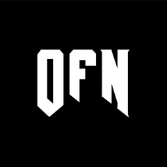 OFN letter logo design for technology company. OFN logo design black and white color combination. OFN logo, OFN vector, OFN design, OFN icon, OFN alphabet. OFN typography logo design.