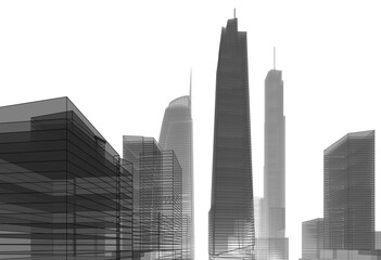 City buildings architectural 3d illustration