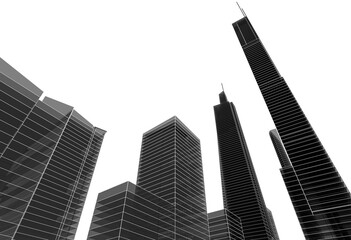 City buildings architectural 3d illustration