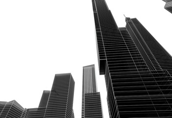 Naklejka premium City buildings architectural 3d illustration