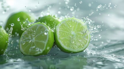Lime slices floating on water surface, ready for refreshing drinks.