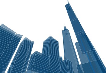 Naklejka premium City buildings architectural 3d illustration