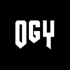 Fototapeta premium OGY letter logo design for technology company. OGY logo design black and white color combination. OGY logo, OGY vector, OGY design, OGY icon, OGY alphabet. OGY typography logo design.