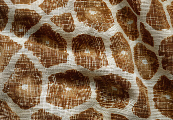 giraffe print fabric texture background, brown and white