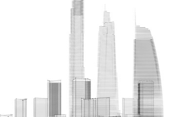 City buildings architectural 3d illustration