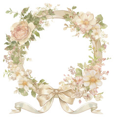 PNG  Elegant floral wreath illustration
