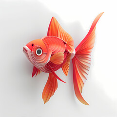 Fototapeta premium 3D goldfish in white background vector image