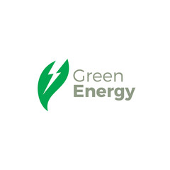 Fototapeta premium Green Energy Flash Leaf Logo Template. Thunder Leaf Icon