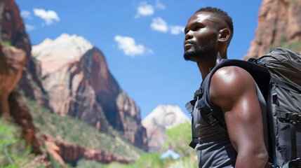Fototapeta premium Determined Hiker Exploring Majestic Red Rock Canyons