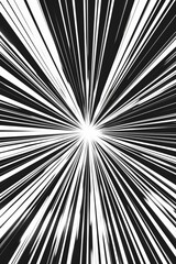 Eye-catching starburst pattern with intense rays of light converging towards a bright center. Perfect for illustrations of energy, cosmic phenomena or abstract art.