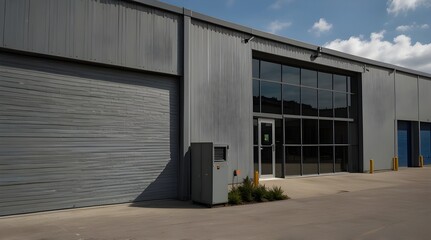 Fototapeta premium exterior of a modern warehouse with a small office unit.generative.ai 