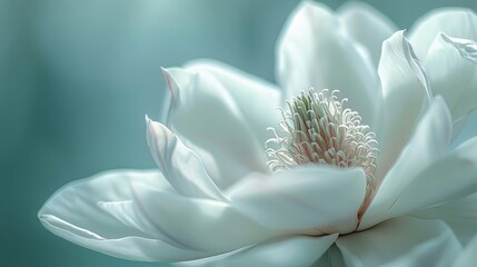 Fototapeta premium Detailed view of a white magnolia with lush petals