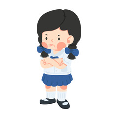 Touchy girl pose with her arms crossed