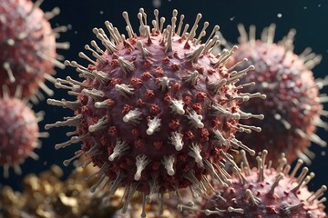 Macro photo of a coronavirus. Close-up of the virus's intricate molecular design.