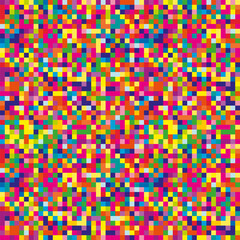Colorful rainbow pixel mosaic colorful seamless pattern. Abstract geometric background. Tiled mosaic bright grid