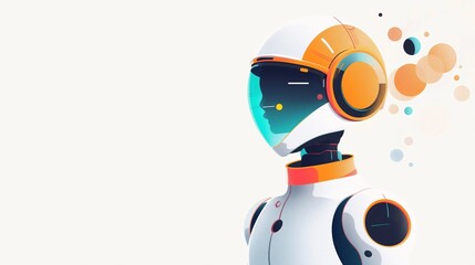 Future Vision: A sleek, futuristic robot gazes into the distance, its visor reflecting a world of possibilities. 